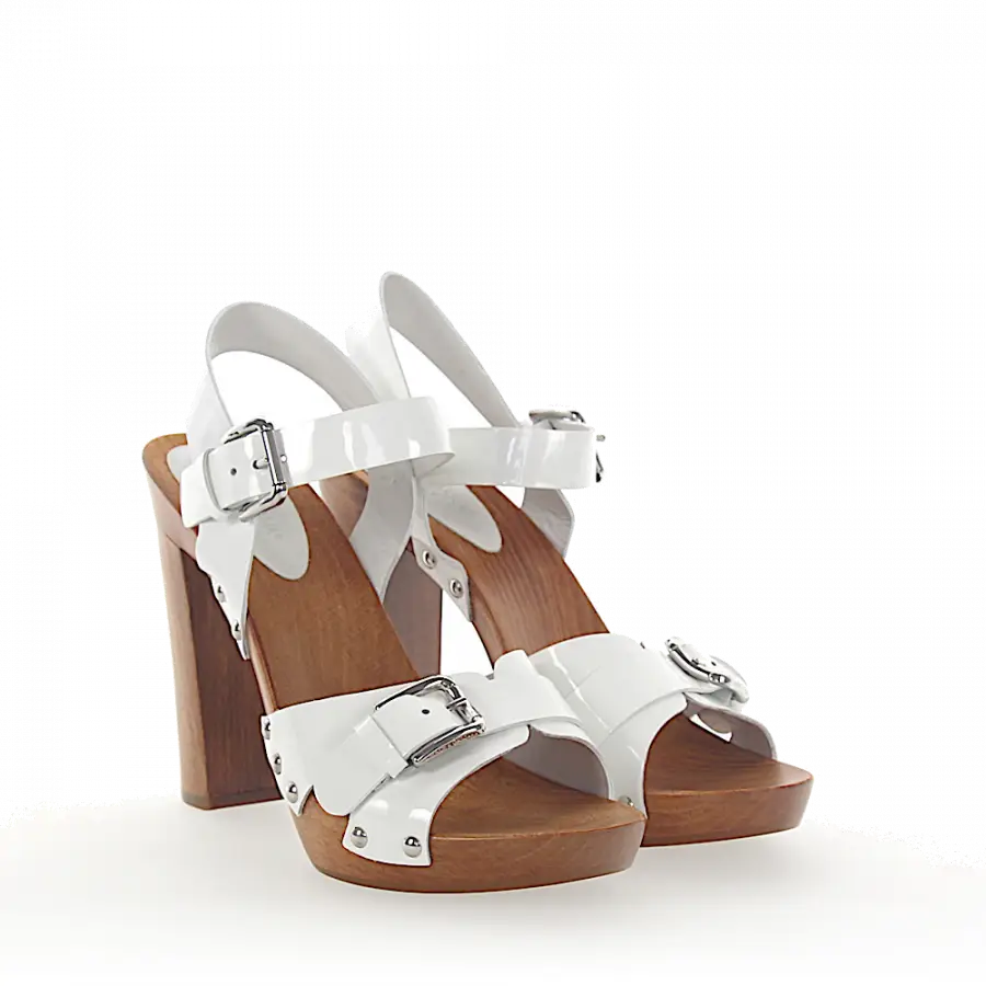 Dolce & Gabbana - Plateausandalen Nieten weiß - weiß