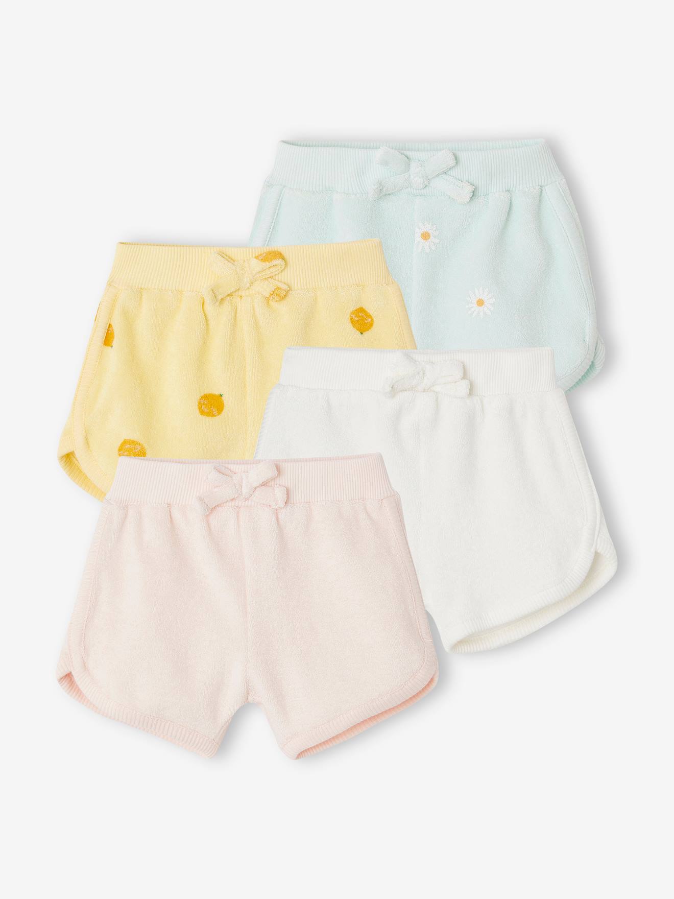 Vertbaudet 4er-Pack Baby Shorts aus Frottee Oeko-Tex - hellrosa