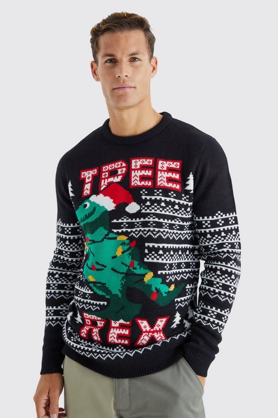 Tall Weihnachtspullover mit Tree Rex Print