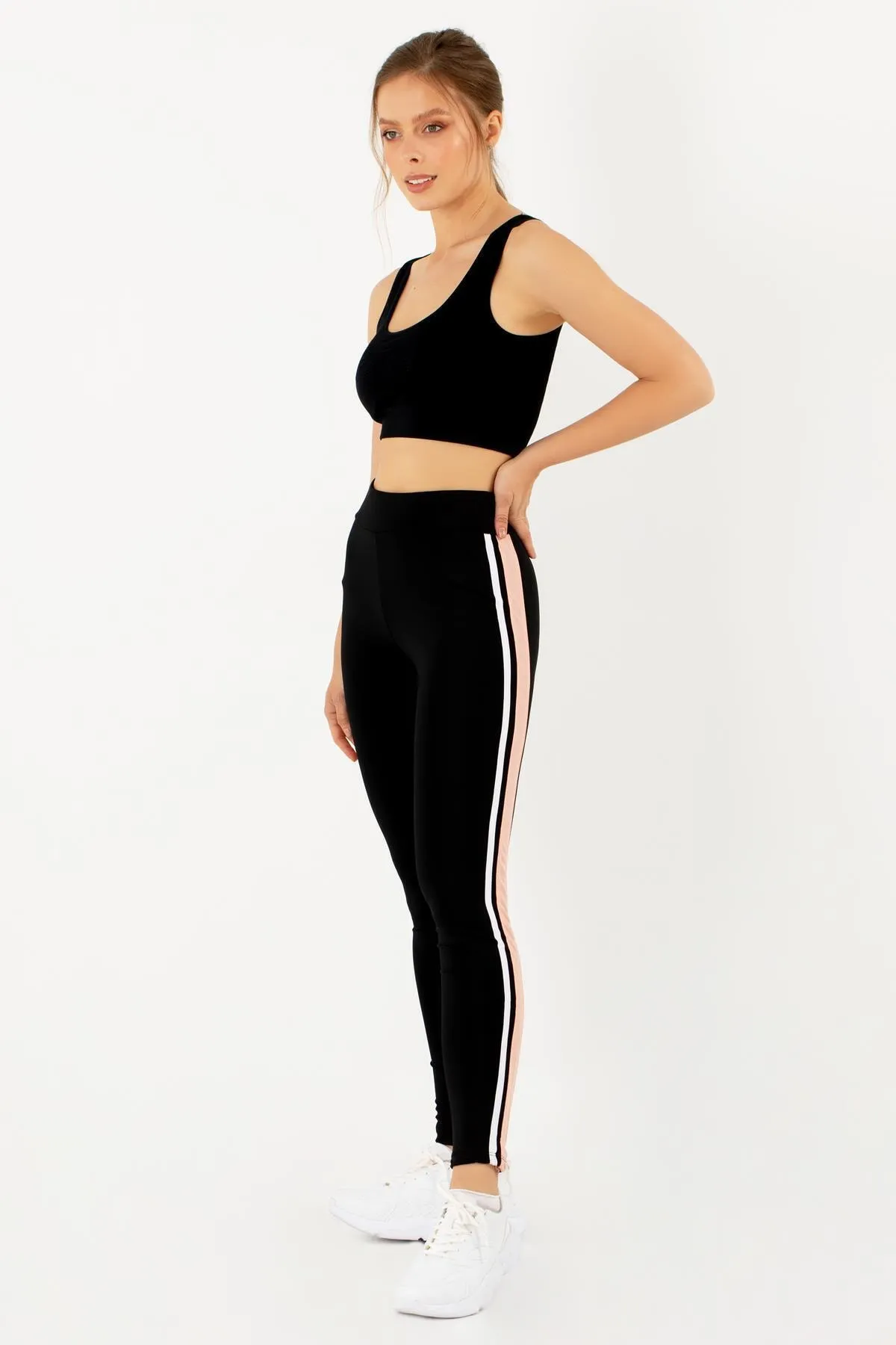 Doremi  Schwarze Active Sportive Doppelstreifen-Strumpfhose für Damen