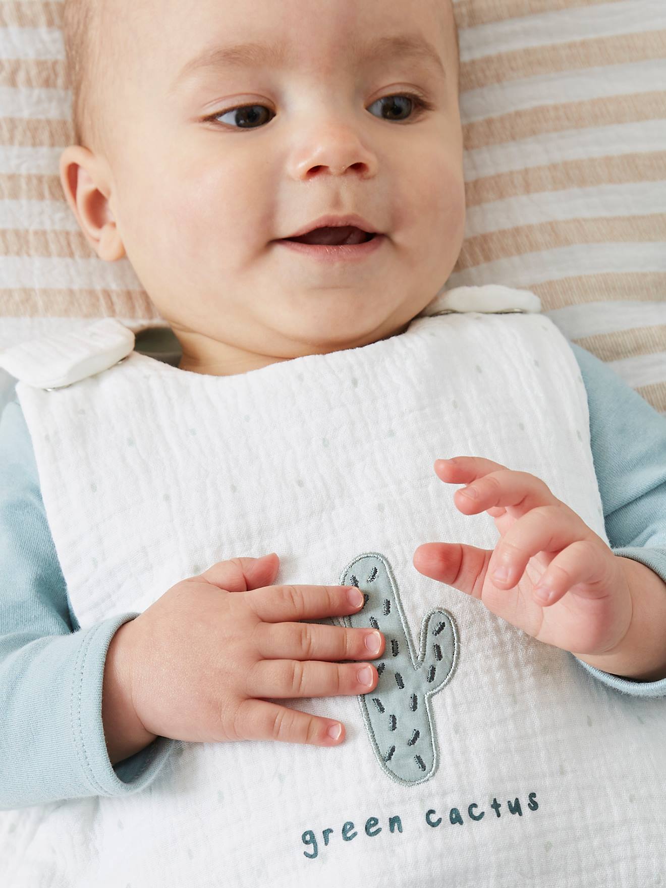 Vertbaudet Bio-Kollektion: Baby Sommerschlafsack KAKTUS Oeko-Tex - wollweiß