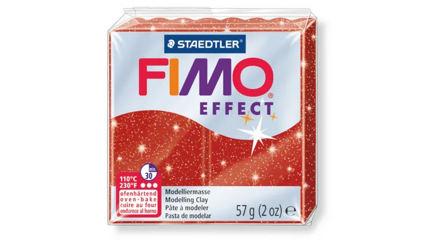 STAEDTLER FIMO - 8020-202 effect Ofenhärtende Modelliermasse glitter rot 57 g