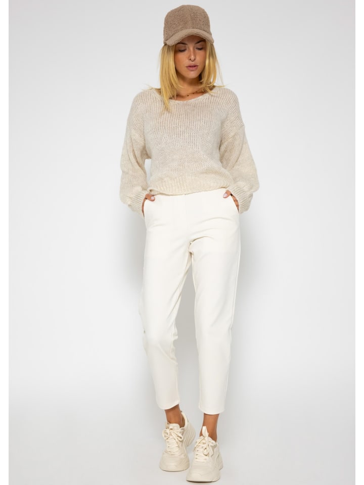 SASSYCLASSY Pullover mit V-Ausschnitt in beige günstig kaufen