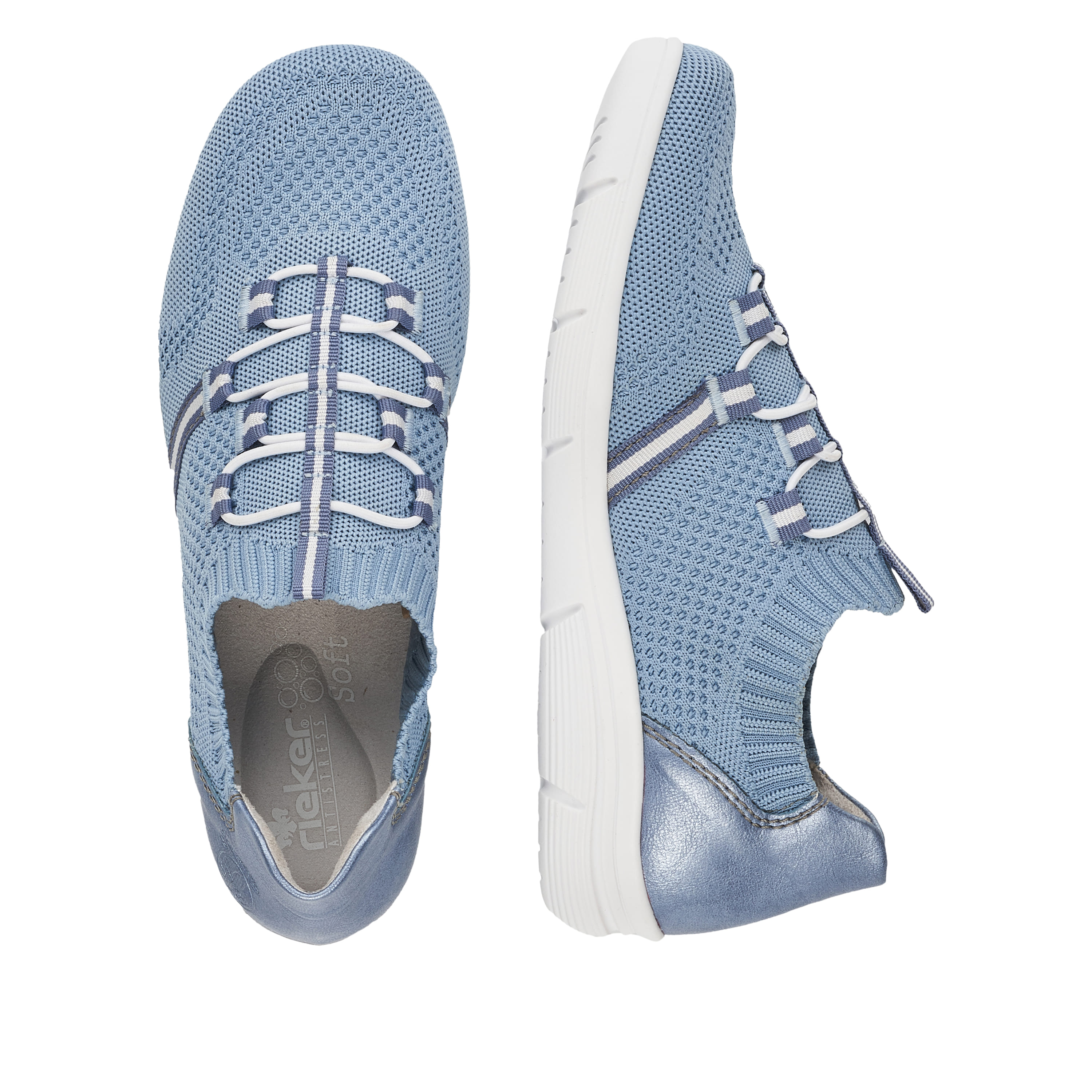 Rieker Damen Slipper himmelblau-reinweiß
