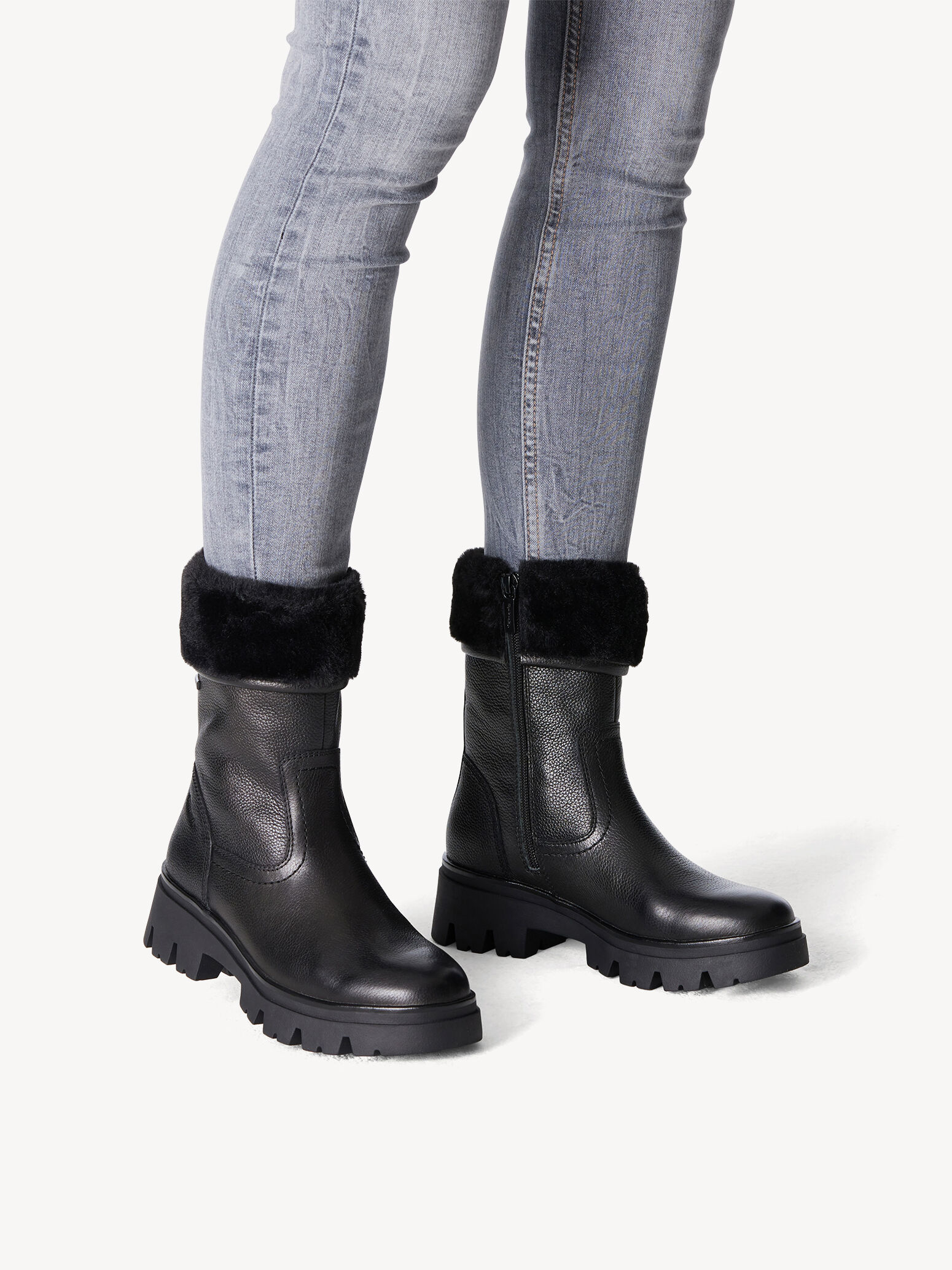 Bottine en cuir - noir