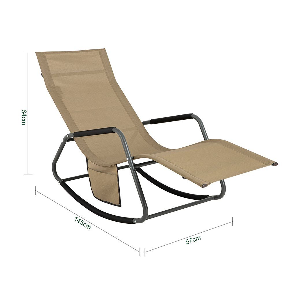 SoBuy Gartenliege OGS47, Schaukelliege Garten Sonnenliege mit Seitentasche Relaxstuhl Liegestuhl Schwingliege