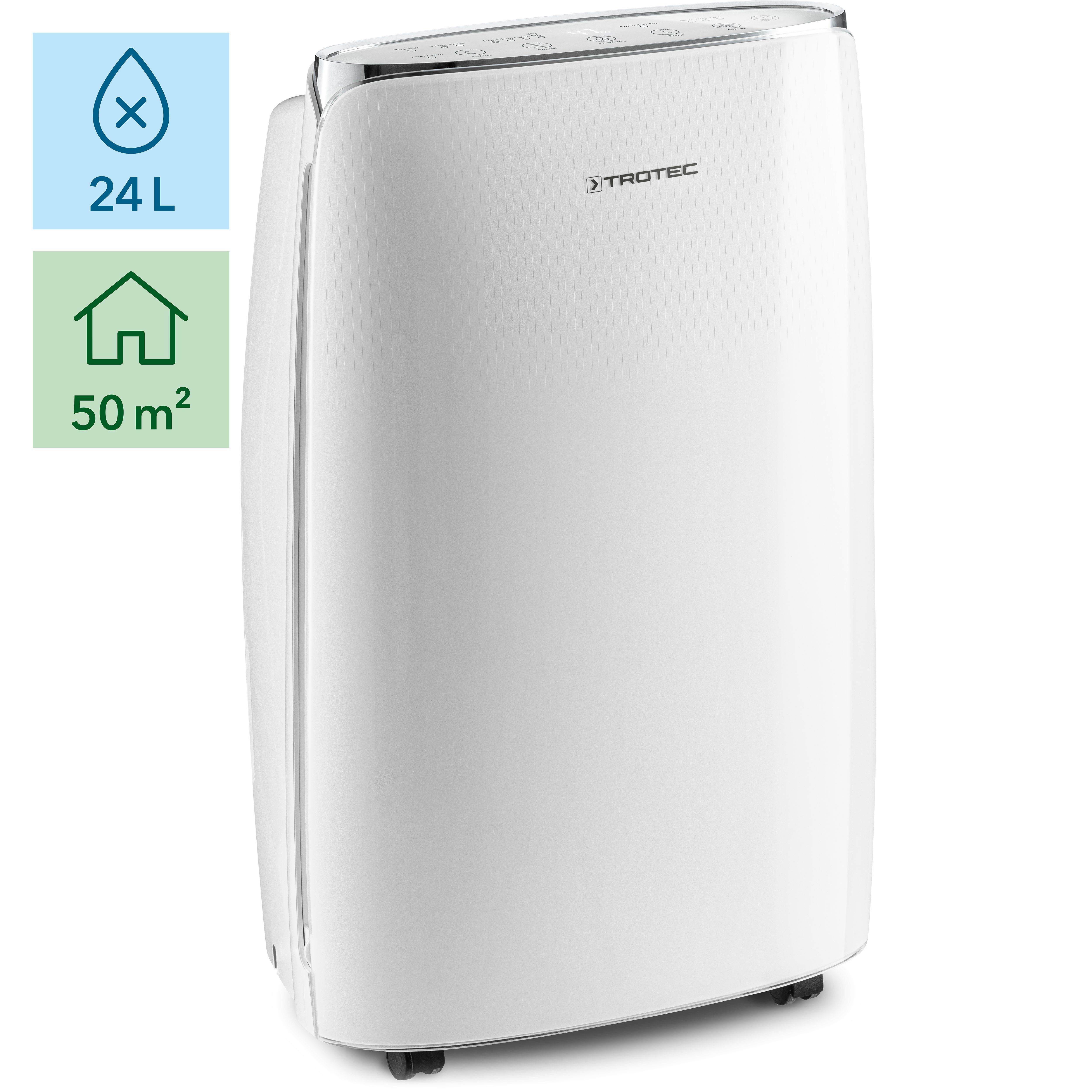 TROTEC Luftentfeuchter TTK 67 E, für 125 m³ Räume, Entfeuchtung 24,00 l/Tag, Tank 3,50 l, Entfeuchtungsautomatik mit Zielwertvorwahl zwischen 30 und 80 %
