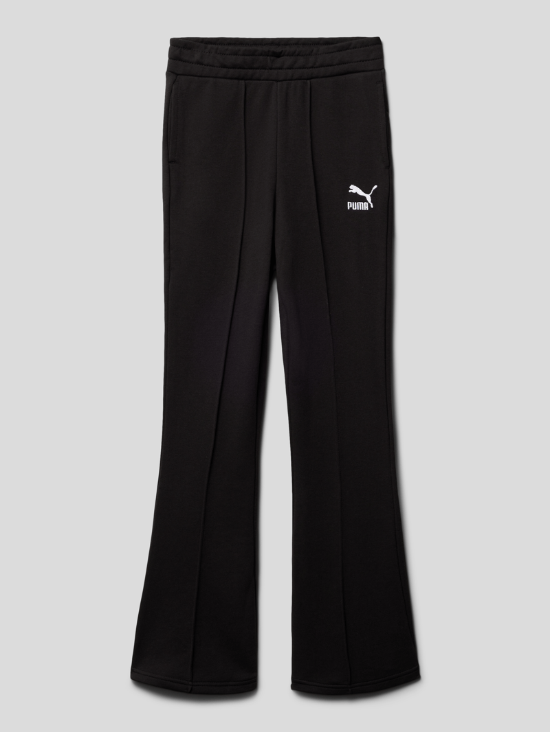Flared Cut Hose mit Label-Stitching Modell 'CLASSICS' in schwarz