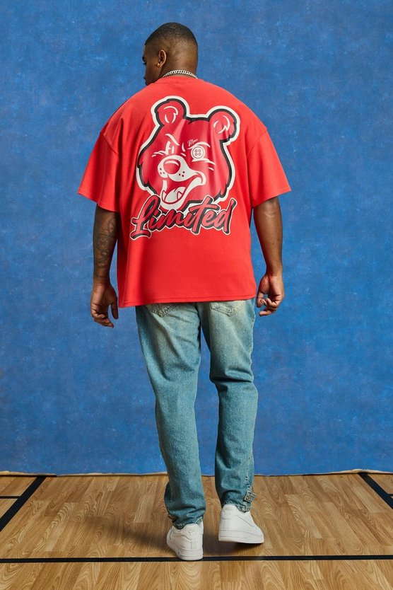 Plus Oversize T-Shirt mit Bär-Print