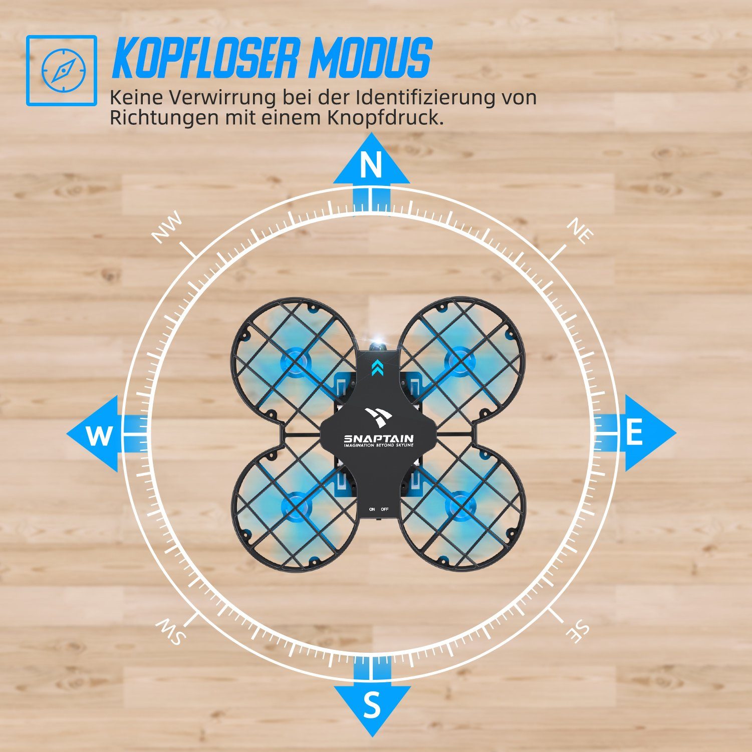 SNAPTAIN H823H PLUS Drohne (RCDrone Quadrocopter Helikopter mit Höhehalten Kopfloser Modus 3DFlips)