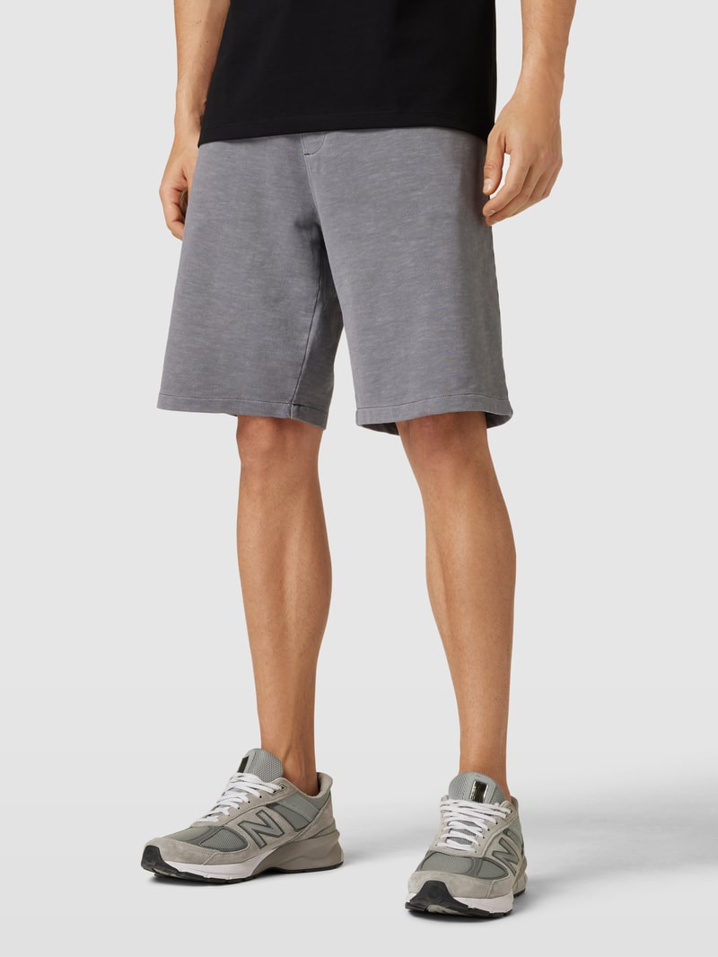Sweatshorts mit Tunnelzug Modell 'Washer' in mittelgrau