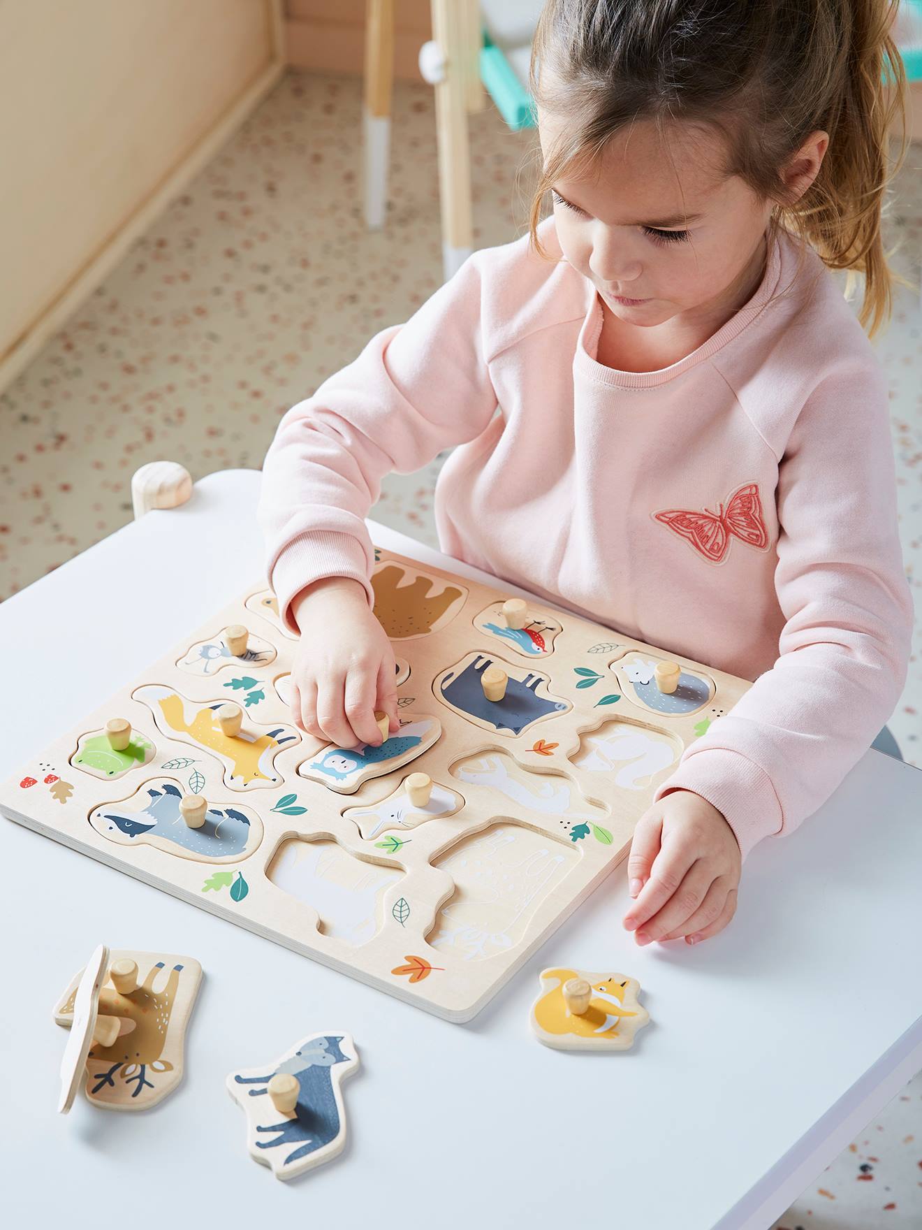 Puzzle bouton Forêt en bois FSC® multicolore