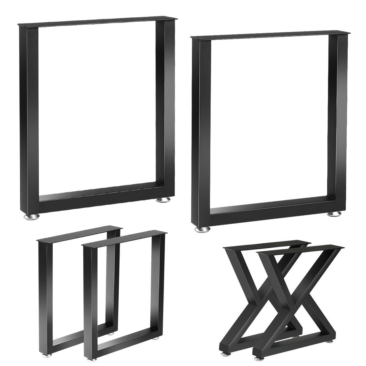 iscooter Tischbein 2er-Set Tischbein Metallfuß für Sitzbank, 45 x 40 / 71 cm, Stahl, für Tischuntergestell, DIY Sitzbank, Couchtisch