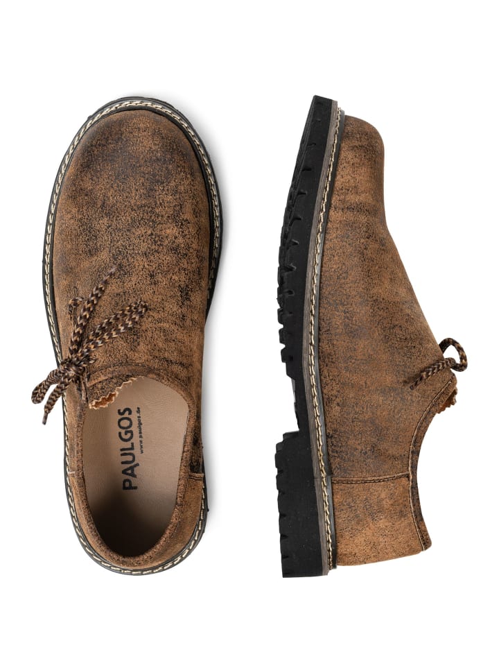 PAULGOS Haferlschuh Trachten Schnürschuh Echtleder ANTIK in Whiskybraun günstig kaufen