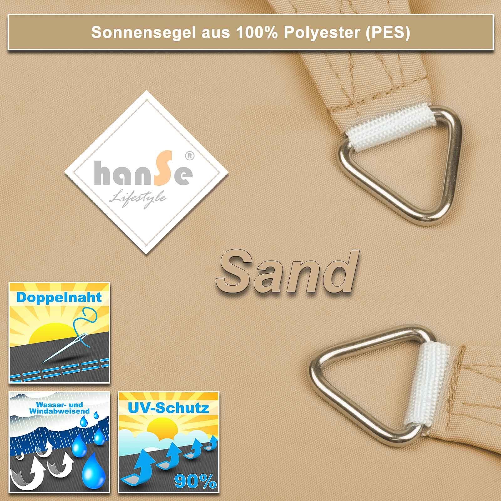 hanSe® Sonnensegel hanSe® Sonnensegel 100% Polyester PES Sonnenschutz Marken-Sonnensegel, (1-tlg), 3x4x4m