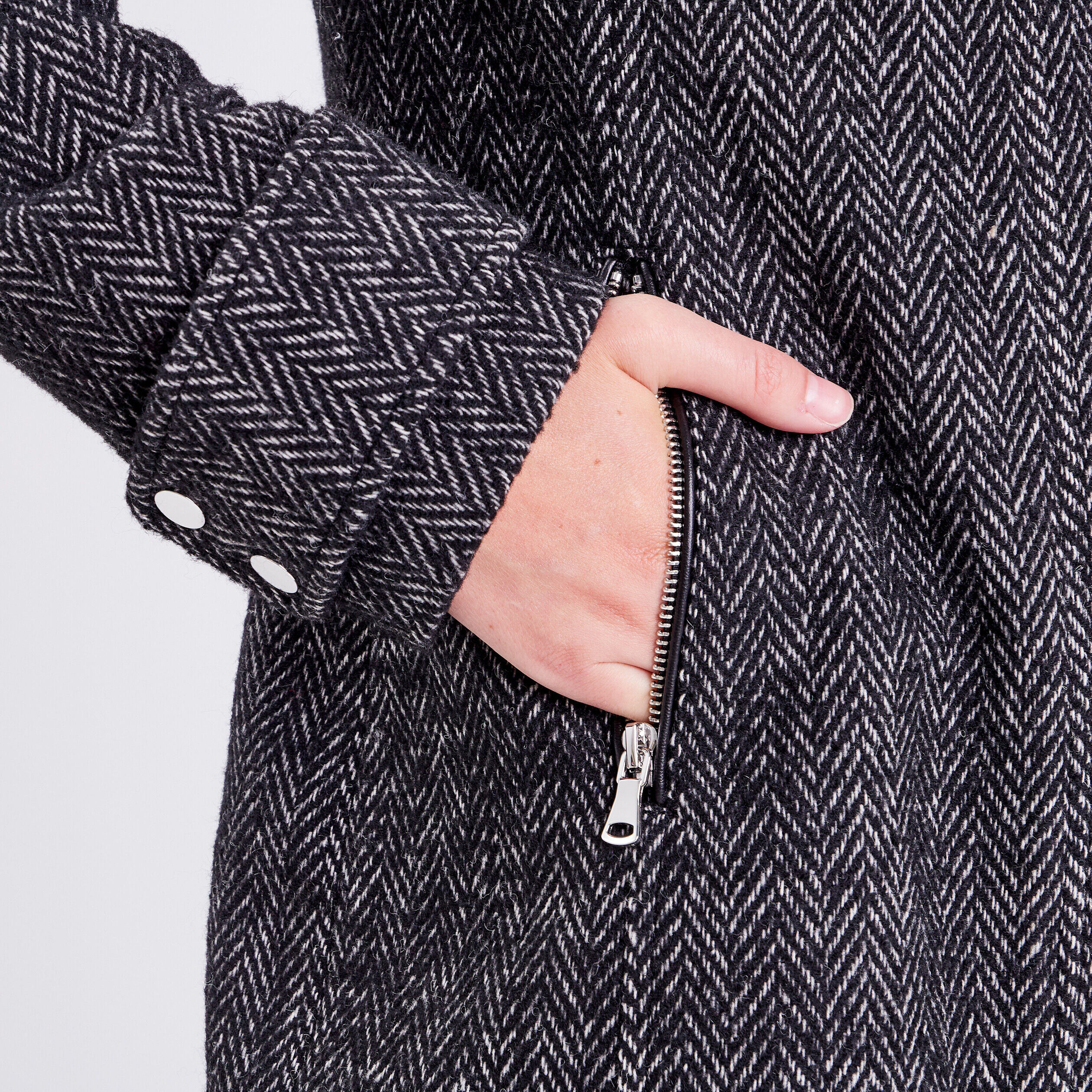 Manteau droit zippé noir femme | Cache Cache