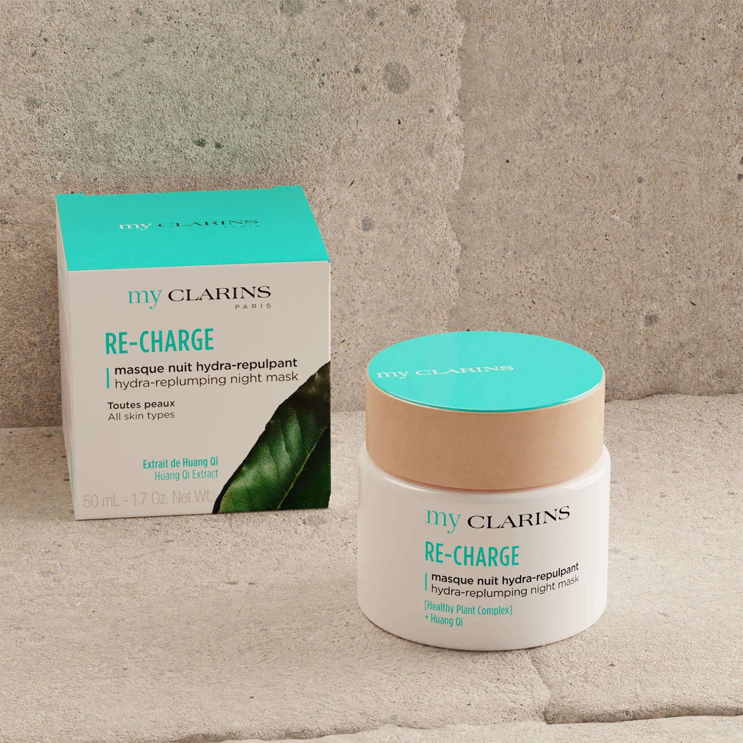 MY CLARINS RE-CHARGE Masque Nuit Hydra-Repulpant - Mascarilla facial hidratante, Tratamiento facial hidratante de noche