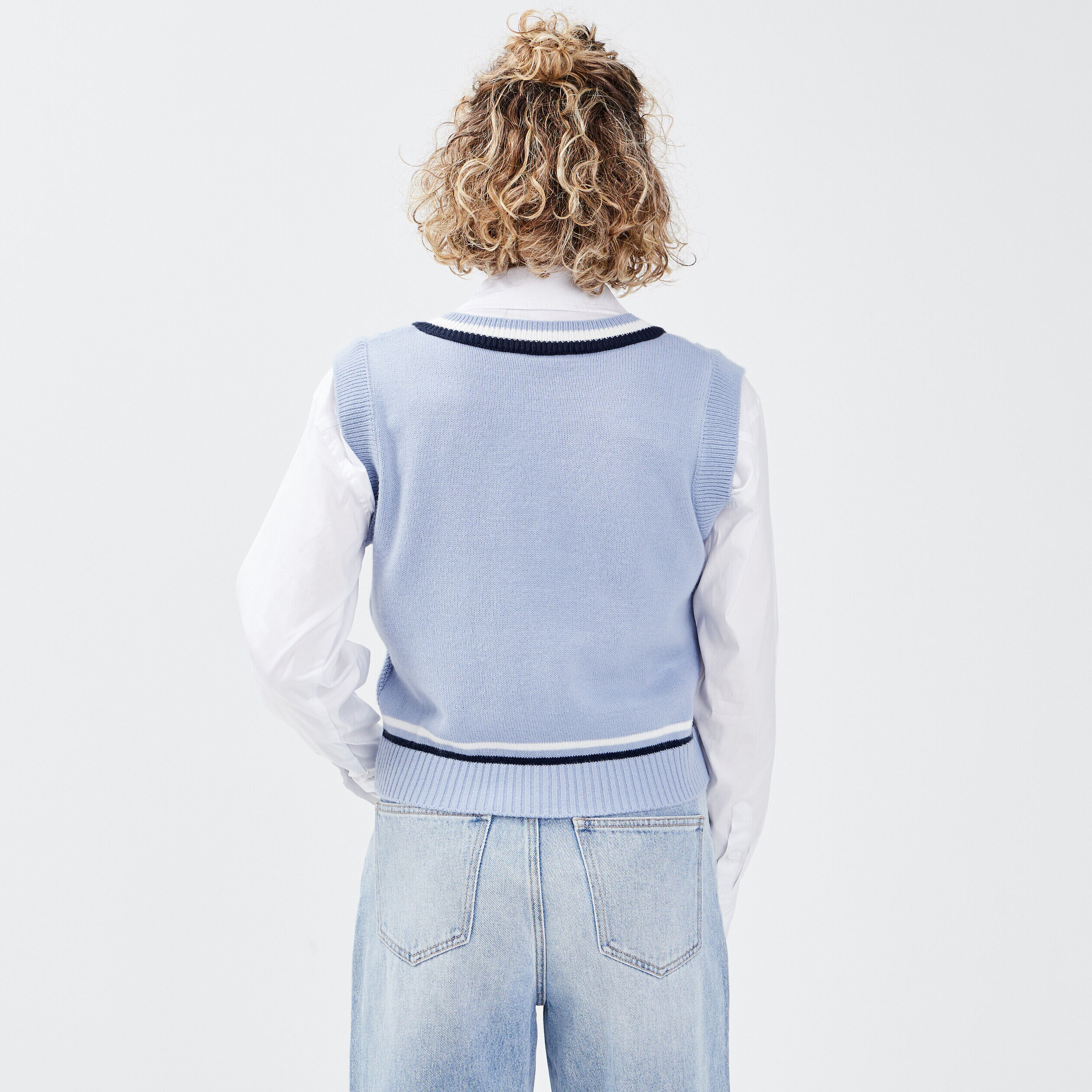 Pull sans manches bleu femme | Cache Cache