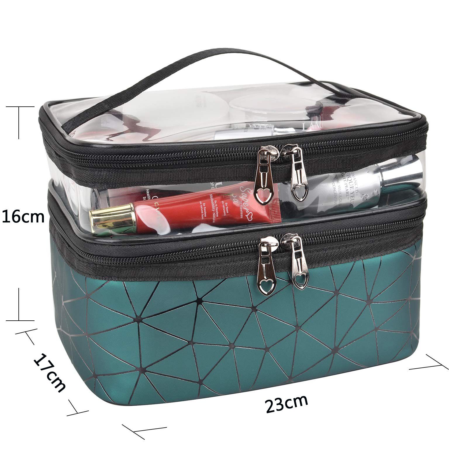 FeelGlad Kosmetikkoffer Makeup Bag,Kosmetiktasche Transparent,Cosmetic Bag (Spar-Set), in schlichter Optik