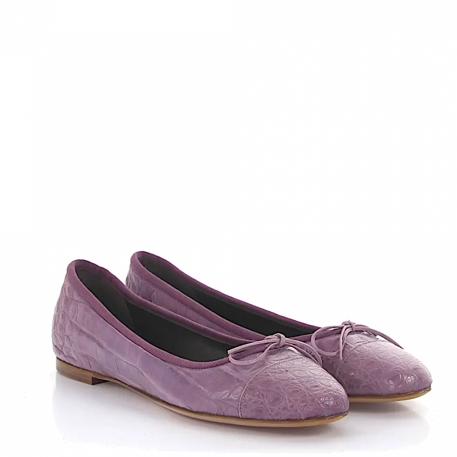 Unützer - Ballerinas Klassisch Alligatorleder Schleife lila - lila