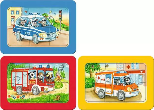 Kinderpuzzle ab 2.5 Jahren - Tiere im Einsatz - 6 Teile