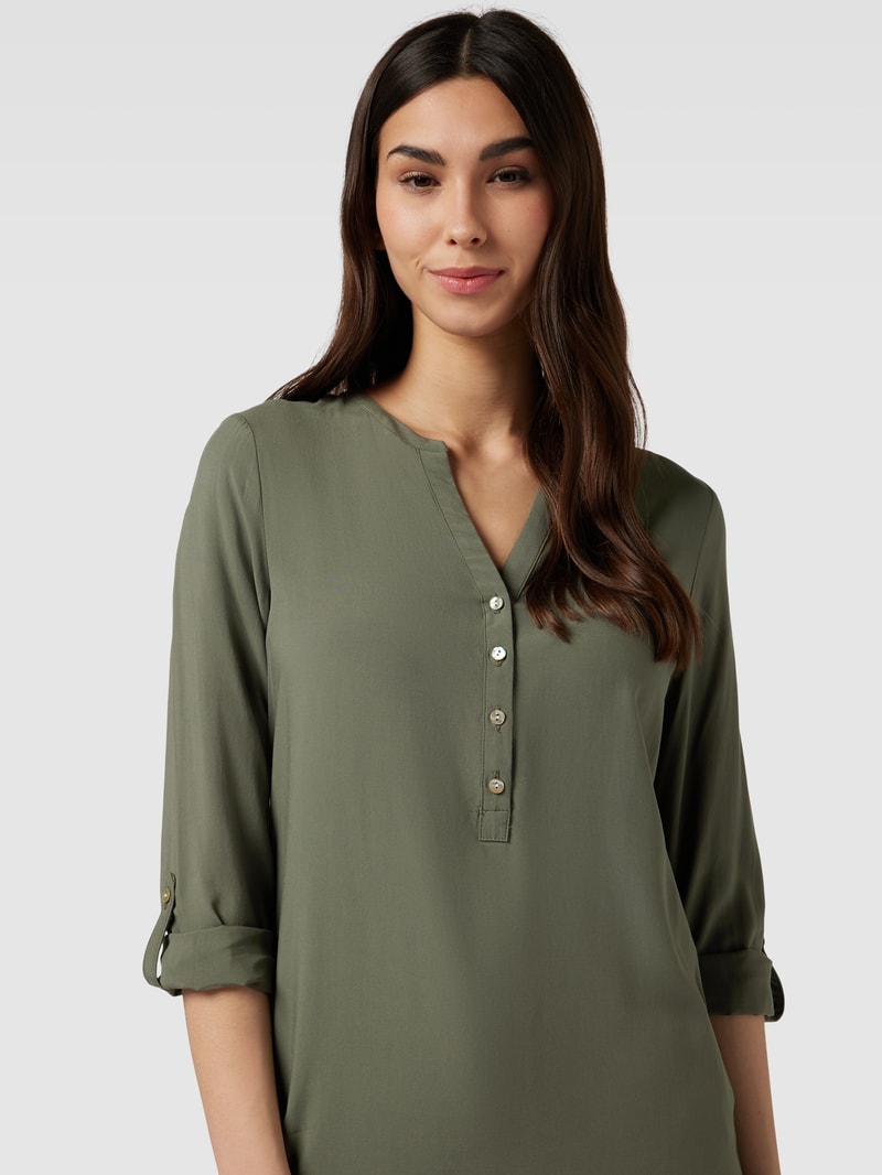 Bluse mit Tunikakragen in schilf