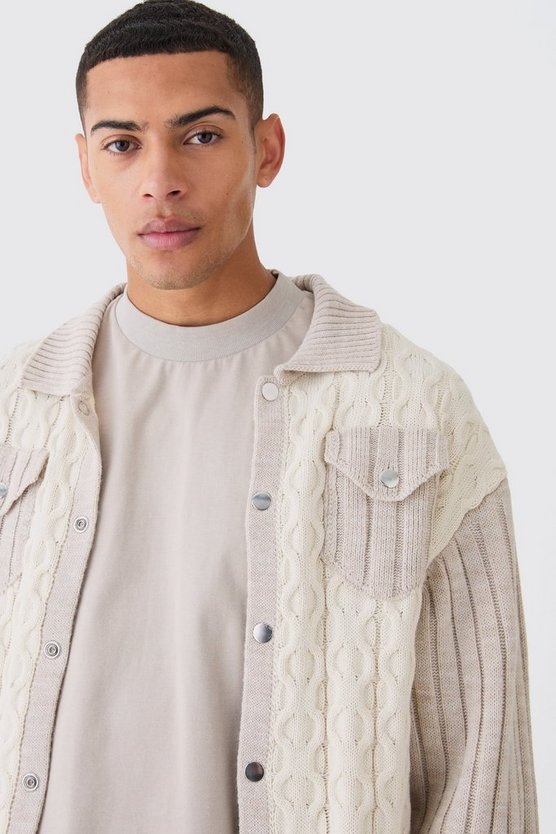 Kastige Zopfmuster Harrington-Jacke