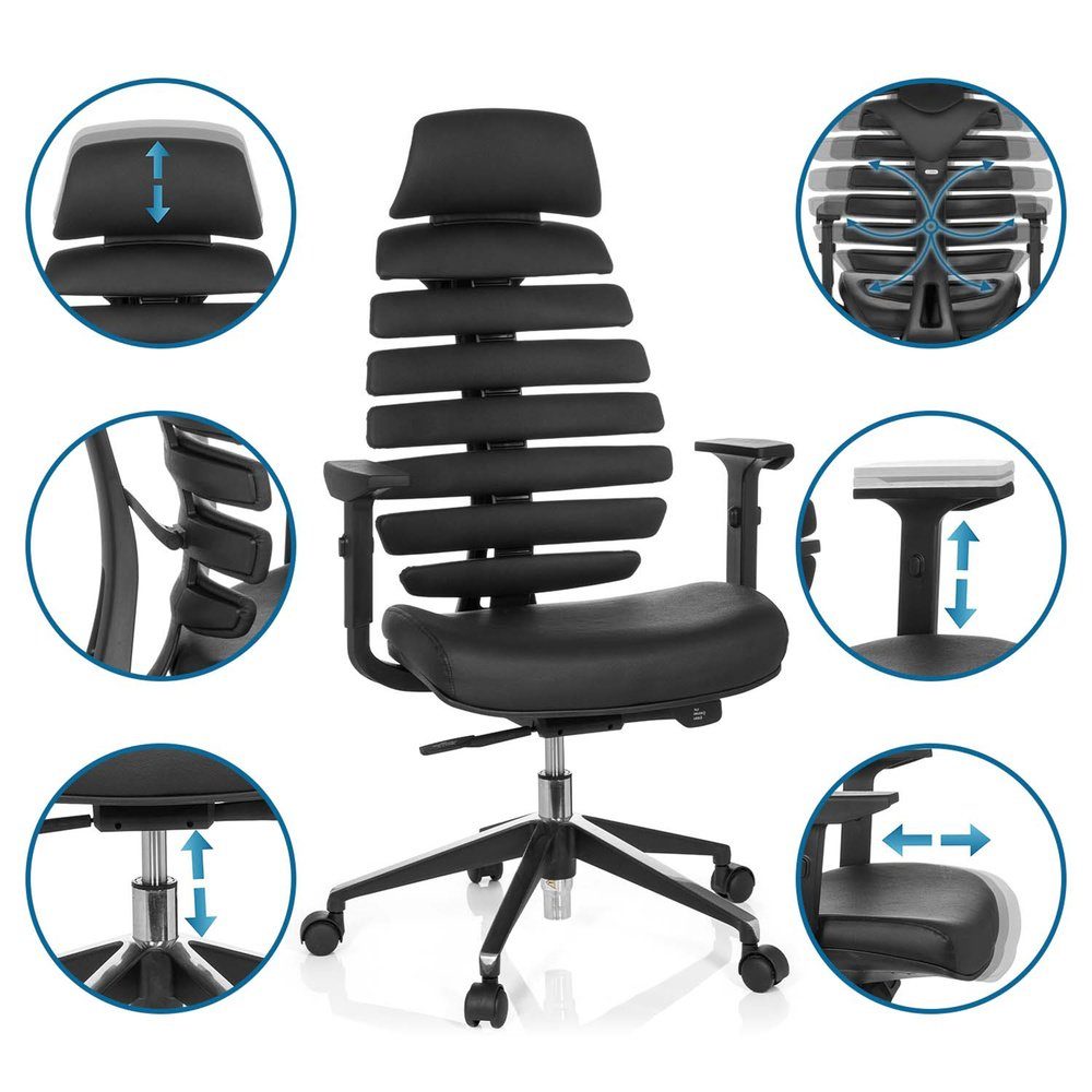 hjh OFFICE Drehstuhl Profi Bürostuhl ERGO LINE II PRO Leder (1 St), Schreibtischstuhl ergonomisch