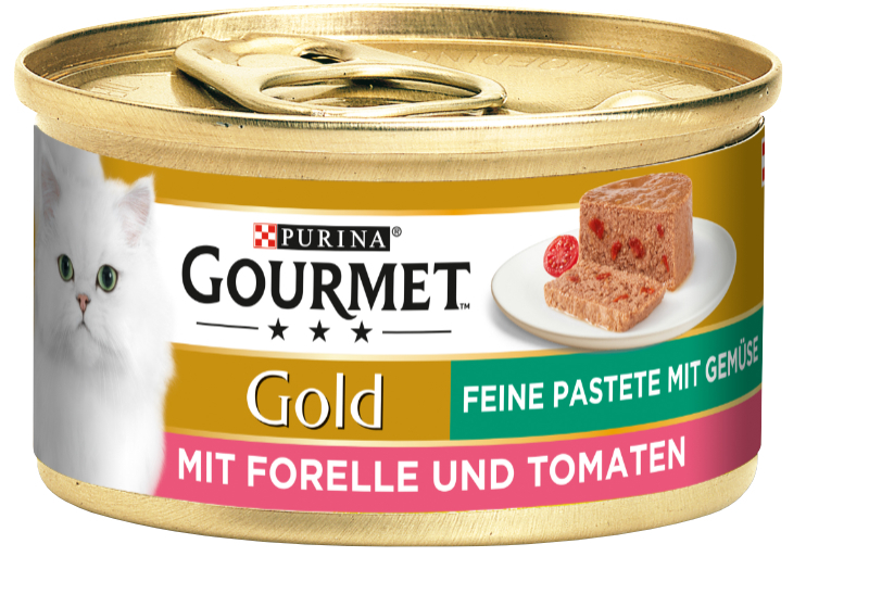 GOURMET Nassfutter GOURMET Gold Feine Pastete 12x85g Forelle & Tomaten