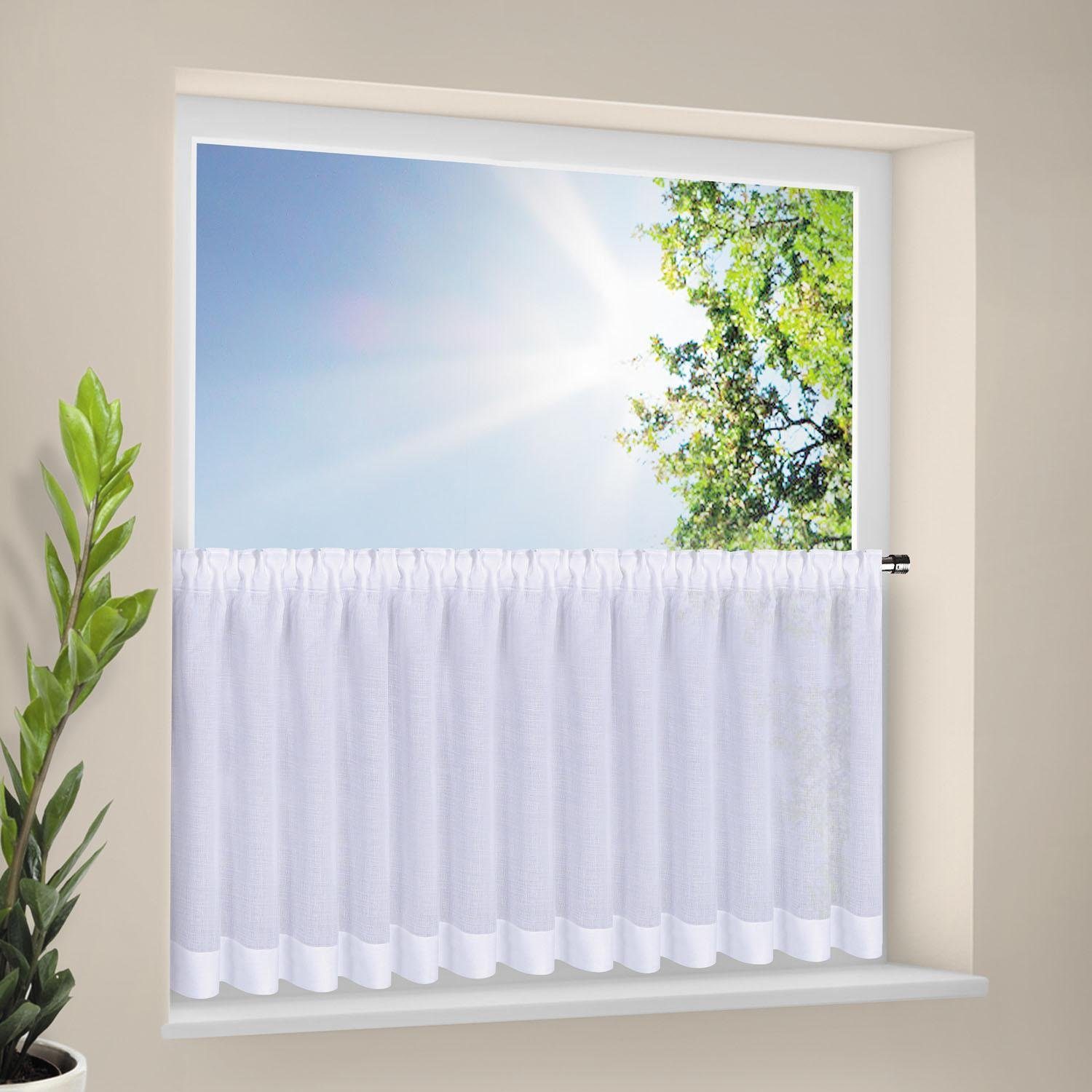 Scheibengardine KATHA, Happy Home, Faltenband (1 St), transparent, HxB: 50x205, Webware 