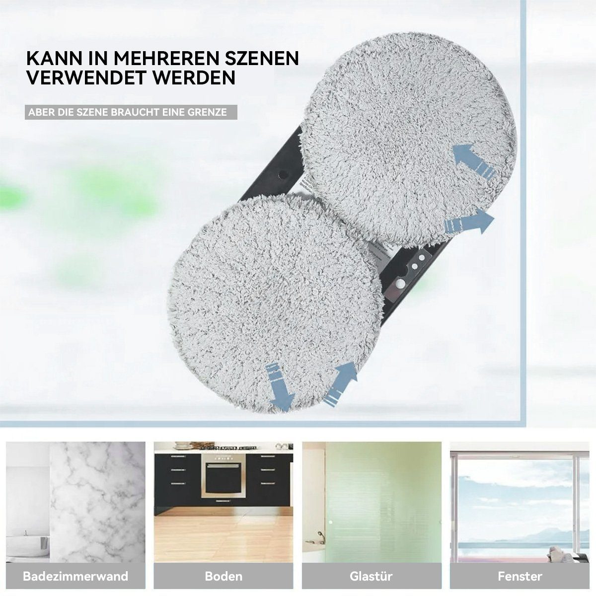 Hikeren Fensterputzroboter 80W Fenstersauger,2800Pa,Fensterputzer,Mit USV-Stromausfallschutz