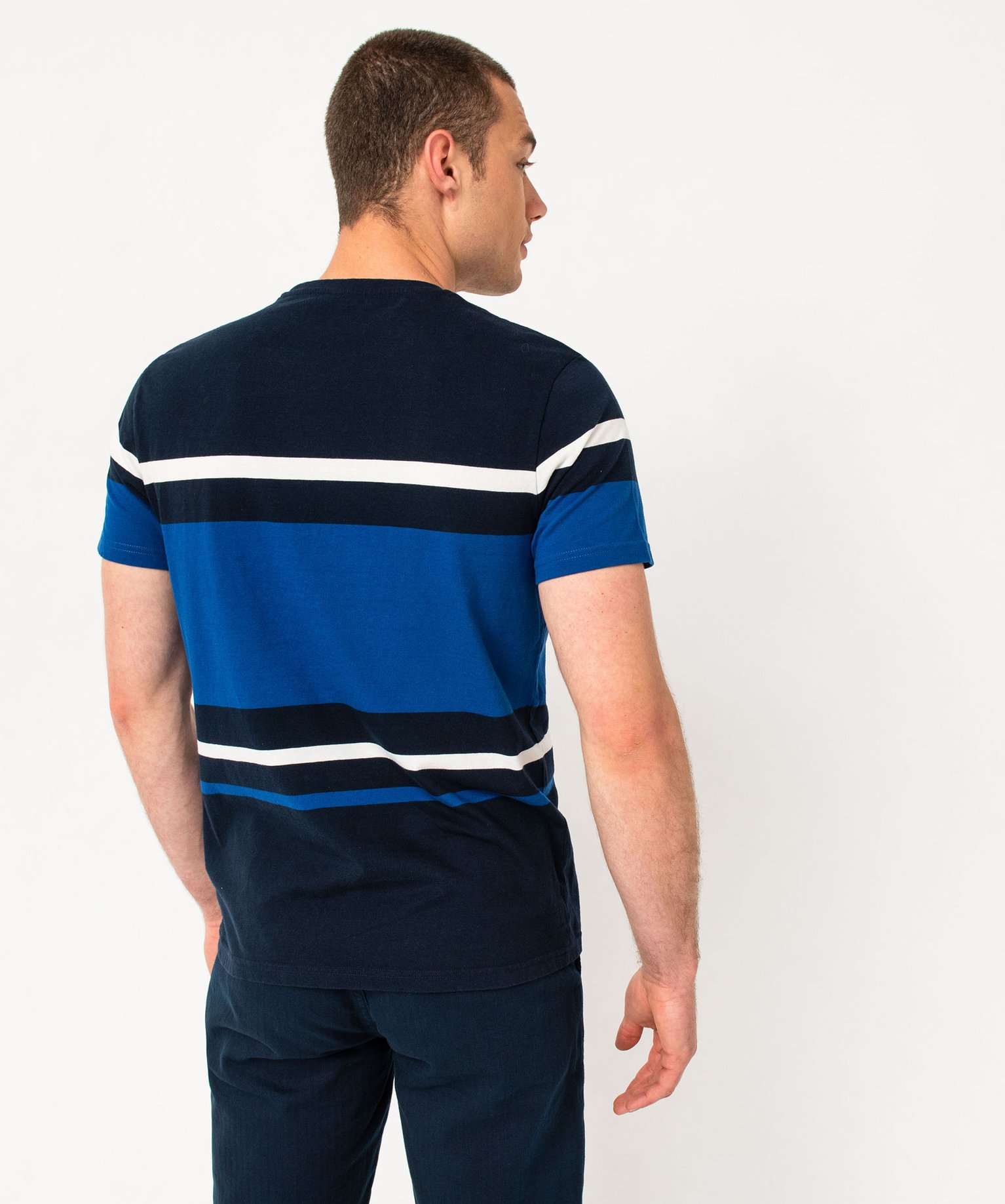 Tee-shirt manches courtes à rayures homme bleu | GEMO