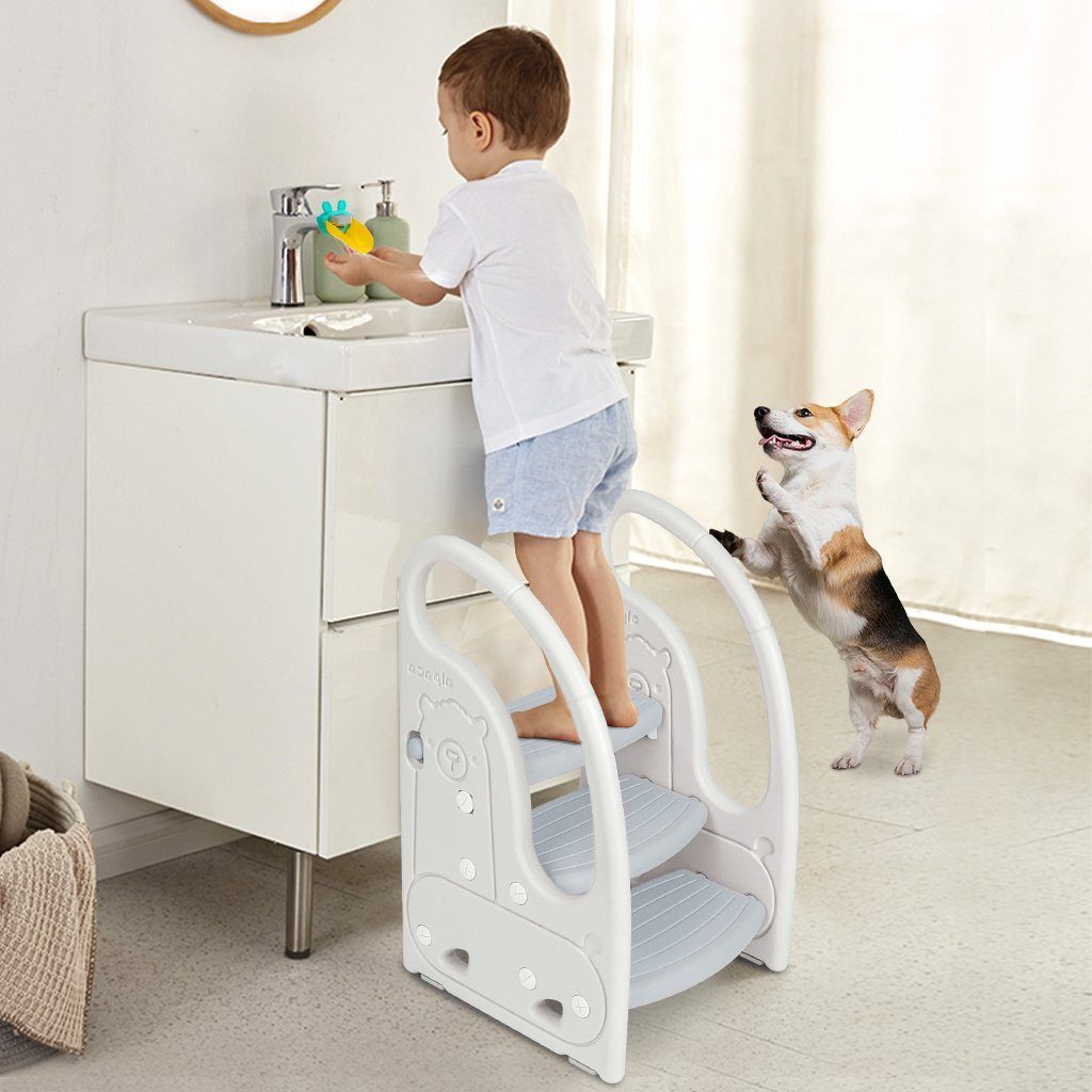 Onasti Baby-Toilettensitz Tritthocker Dreistufiger Kinderhocker für Bad, Schlafzimmer, Küche