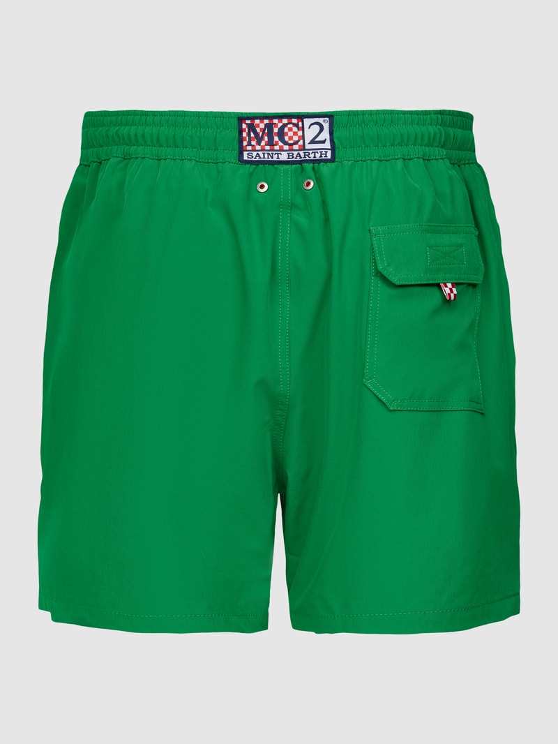 Badehose mit Label-Stitching Modell 'COMFORT' in grün