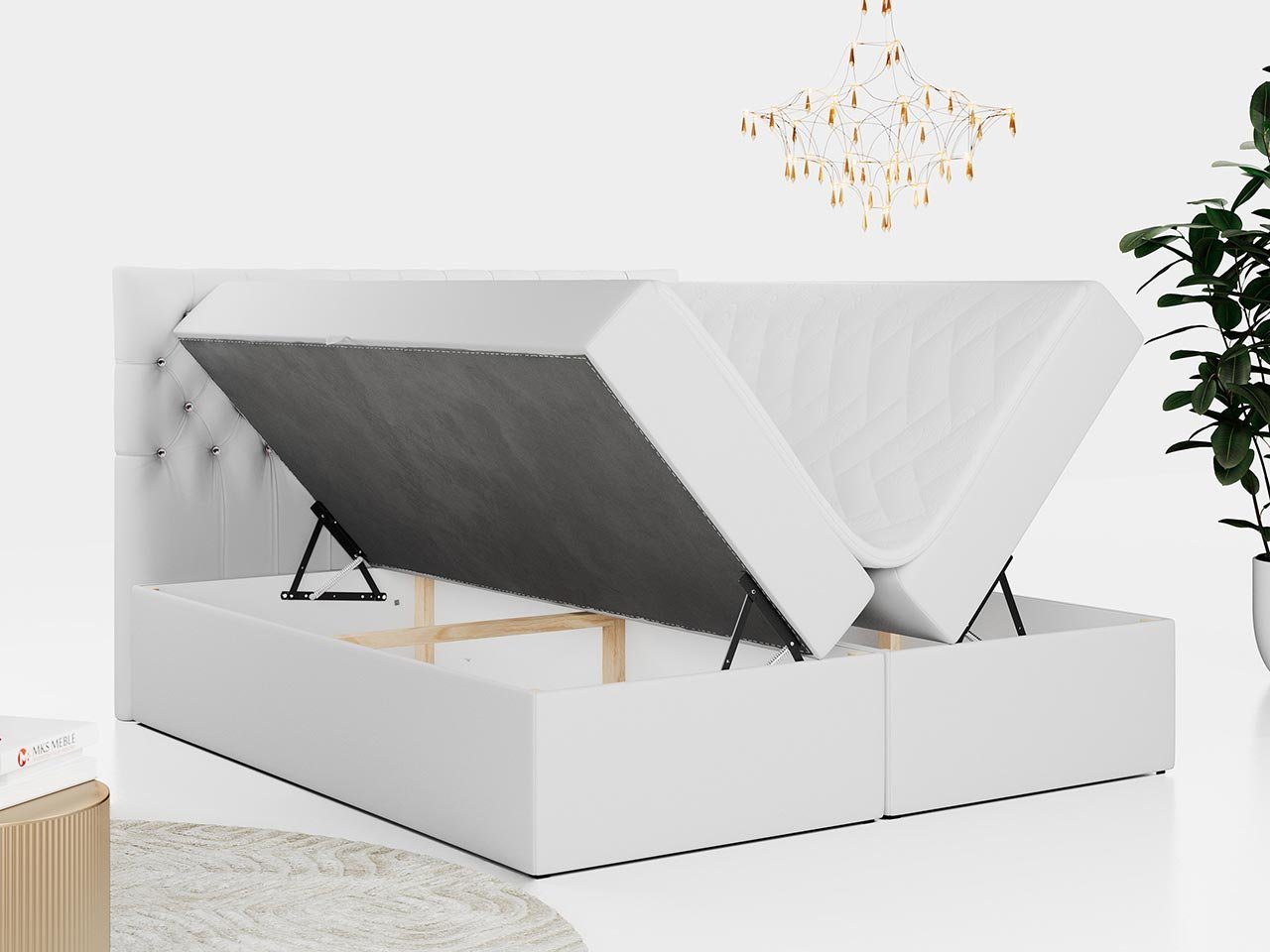 MKS MÖBEL Boxspringbett DEGAS, Modern Doppelbett mit Multipocket-Matratze