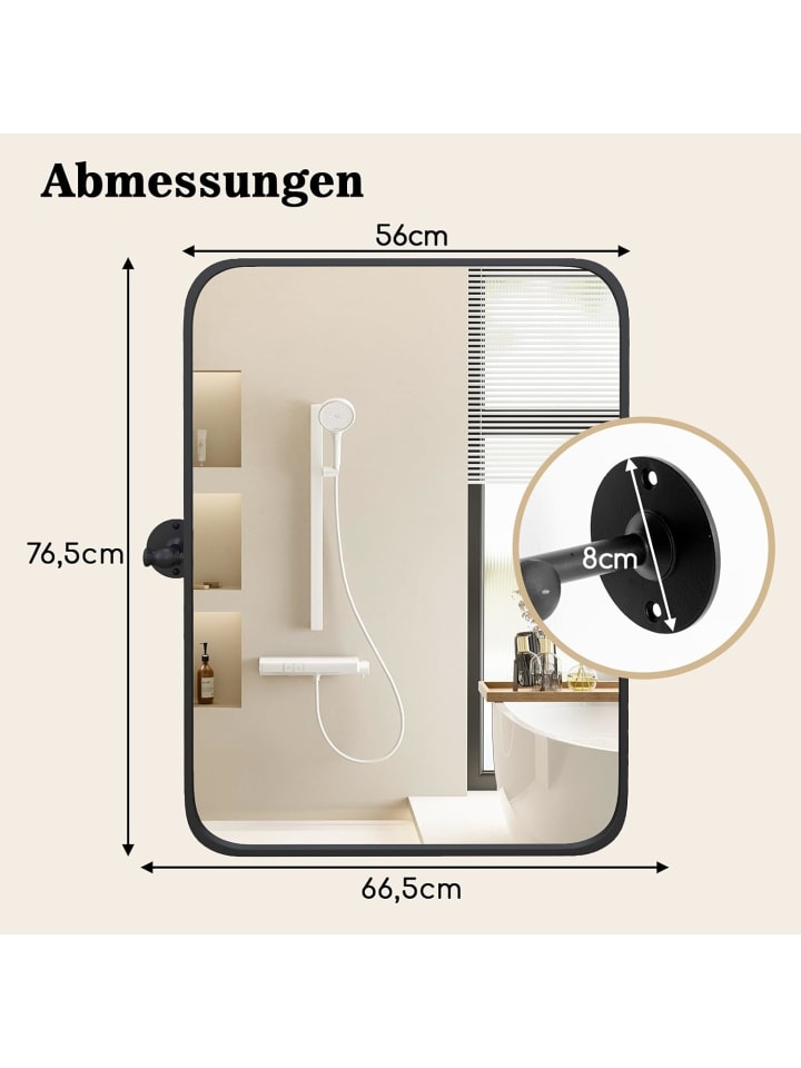 COSTWAY Wandspiegel 76,5x56cm in Schwarz günstig kaufen onesize