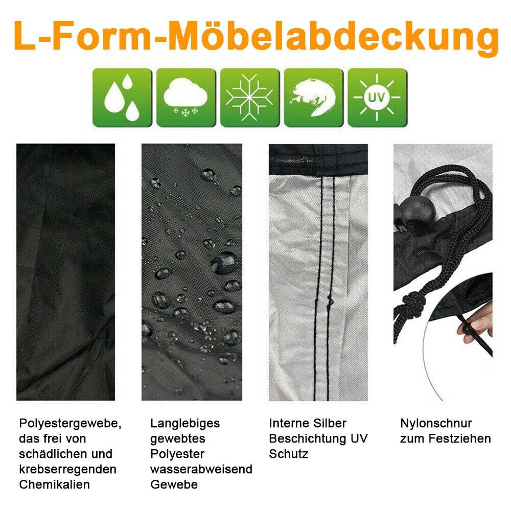 Qelus Gartenmöbel-Schutzhülle Gartenmöbel Abdeckung, Lounge L-Form Sofa Wasserdicht Schutzhülle, Winddicht UV-Beständiges Oxford Gewebe Schutzhülle für Garten