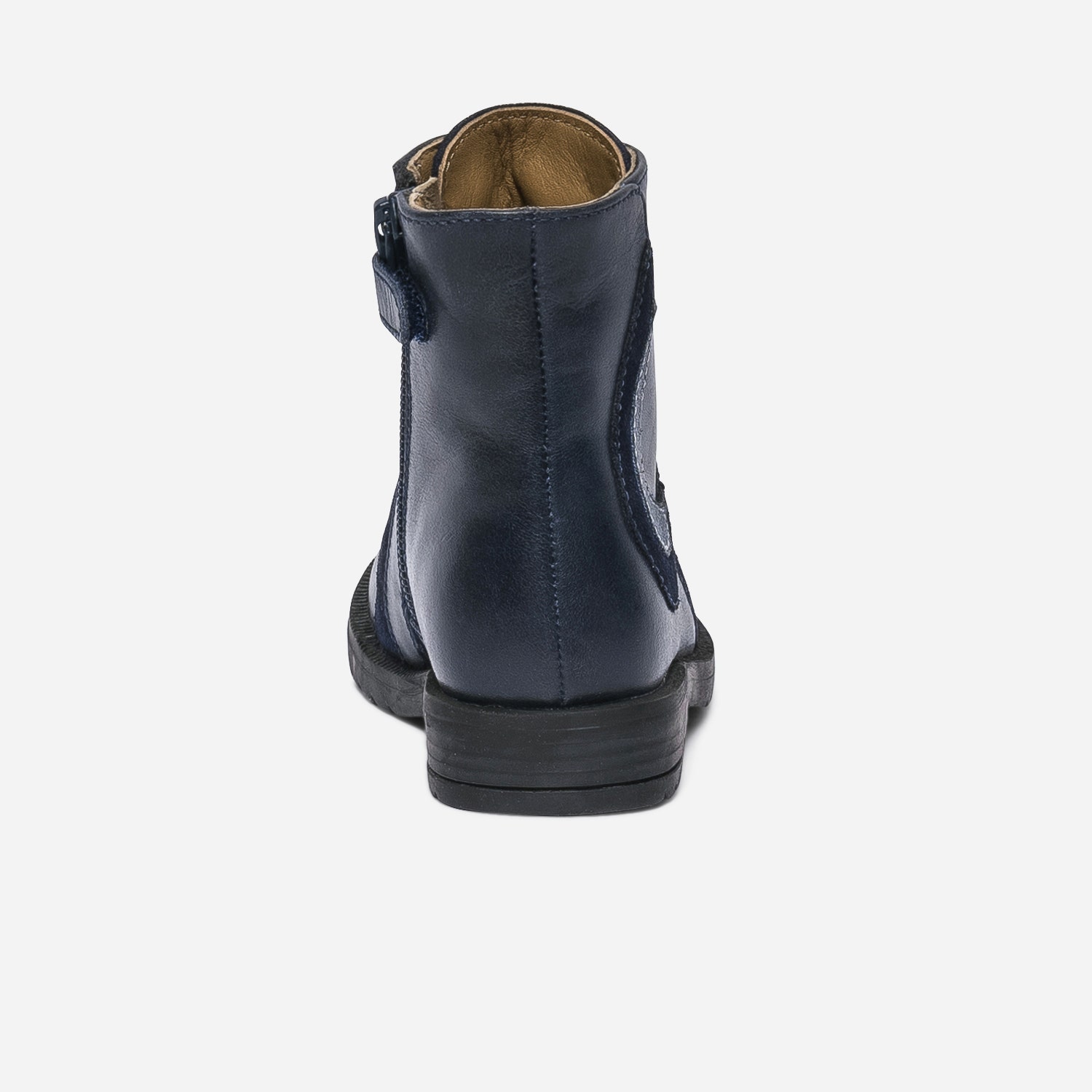 Bottine bleu marine en cuir