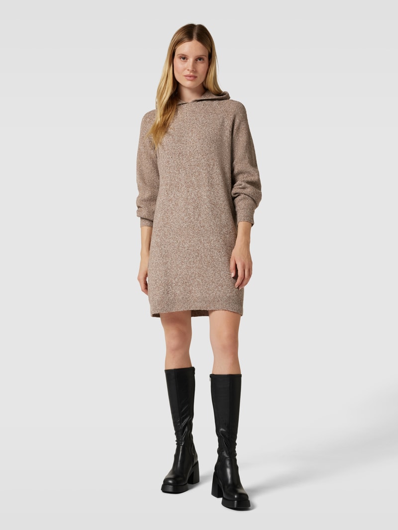 Strickkleid mit Kapuze Modell 'DOFFY' in mittelbraun