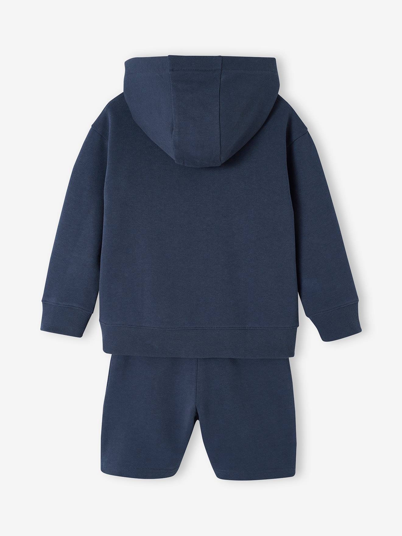 Vertbaudet Jungen Sport-Set: Sweatjacke, T-Shirt & Shorts - marine