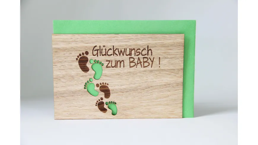 Original Holzgrußkarte - Glückwunsch zum BABY!