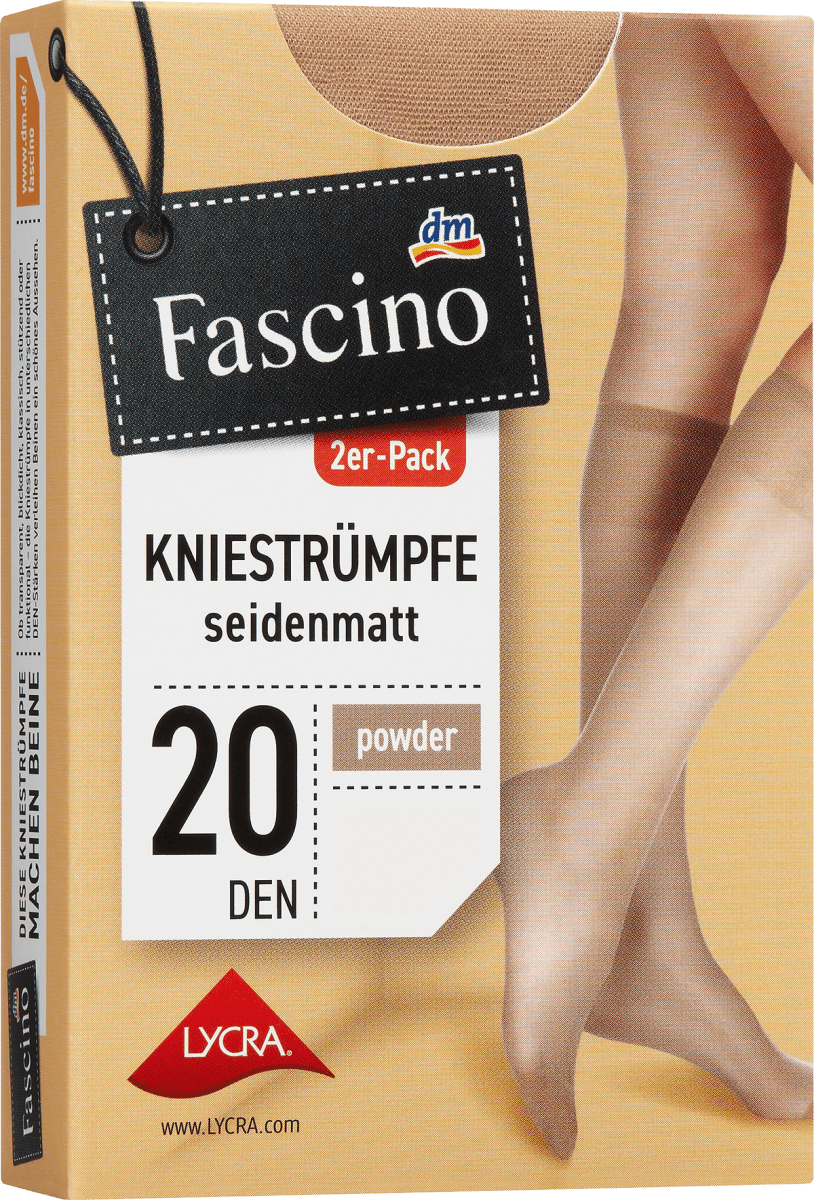 Kniestrümpfe seidenmatt powder Gr. 35-38, 20 DEN, 2 St