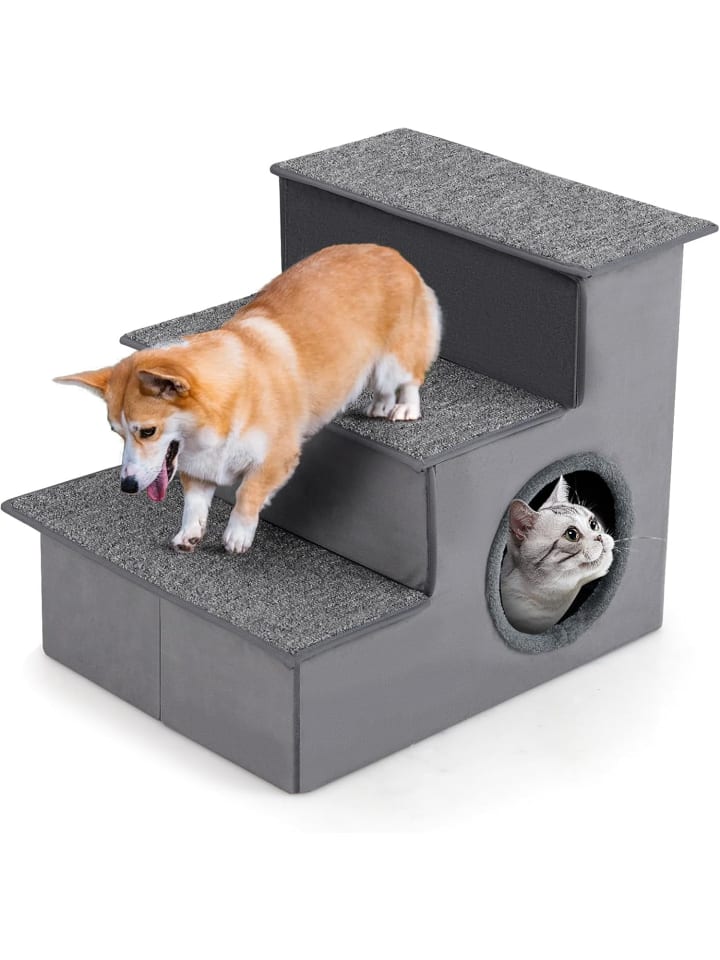 COSTWAY Hundetreppe 3 Stufen Faltbar in Grau günstig kaufen onesize
