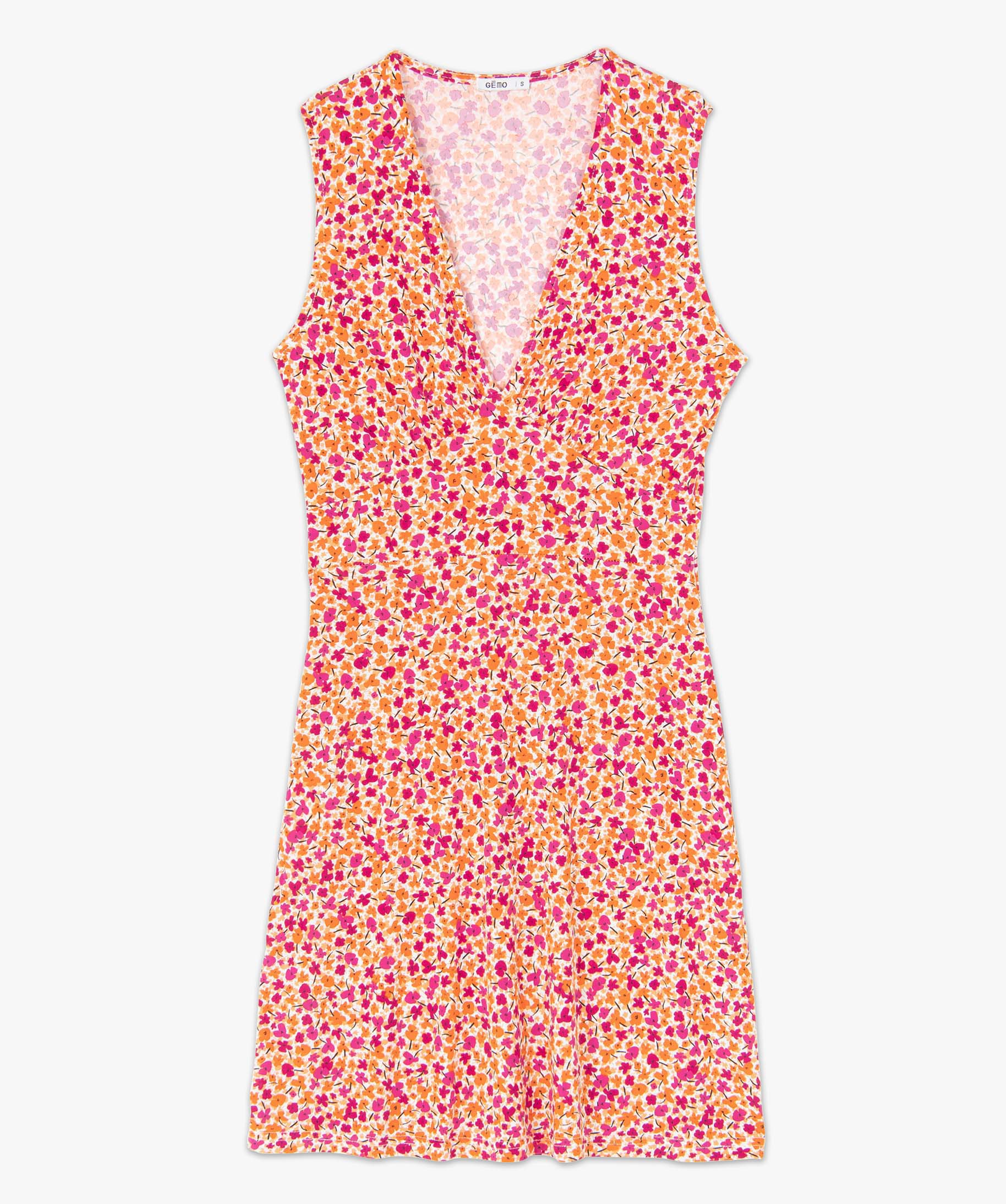 Robe femme courte sans manches à motifs fleuris imprime | GEMO