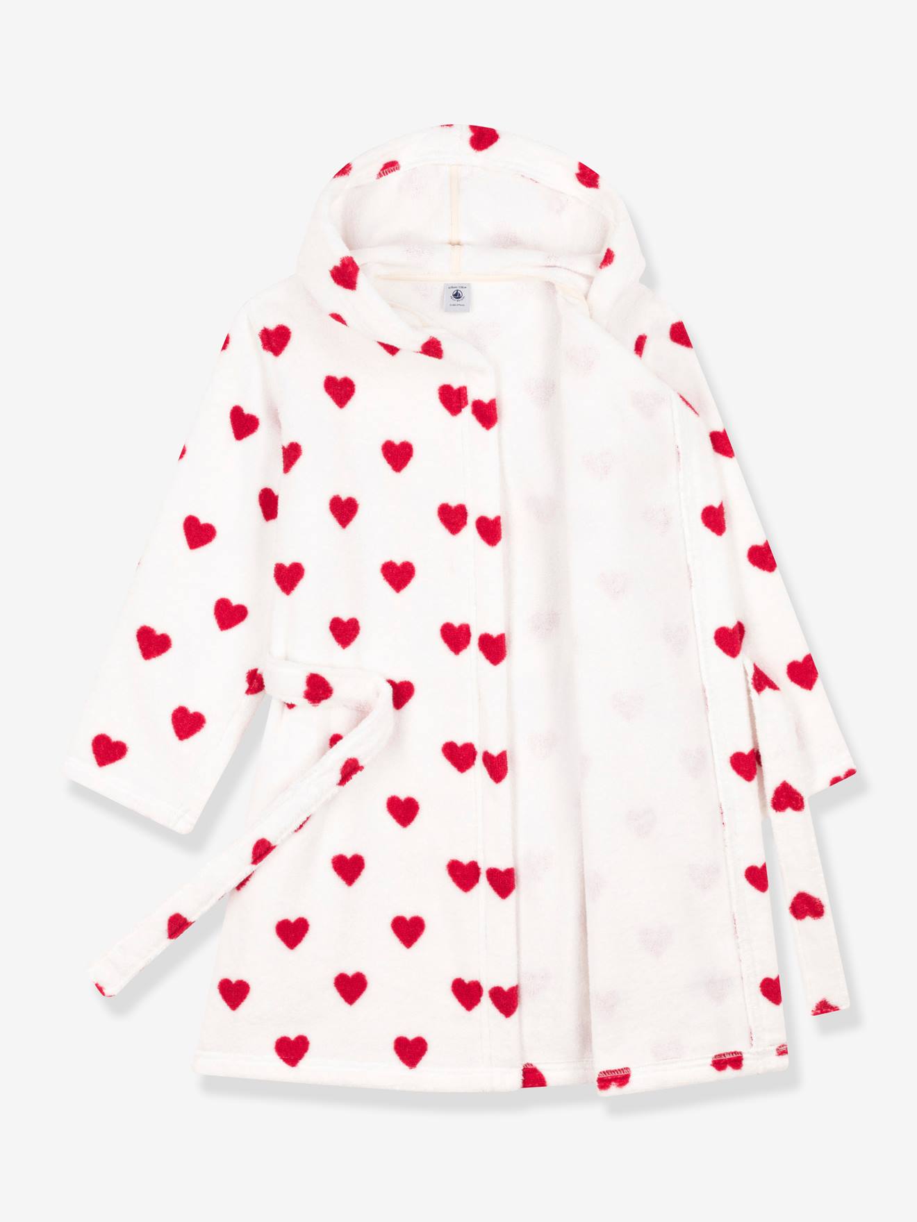 Peignoir cœur en éponge PETIT BATEAU blanc imprimé