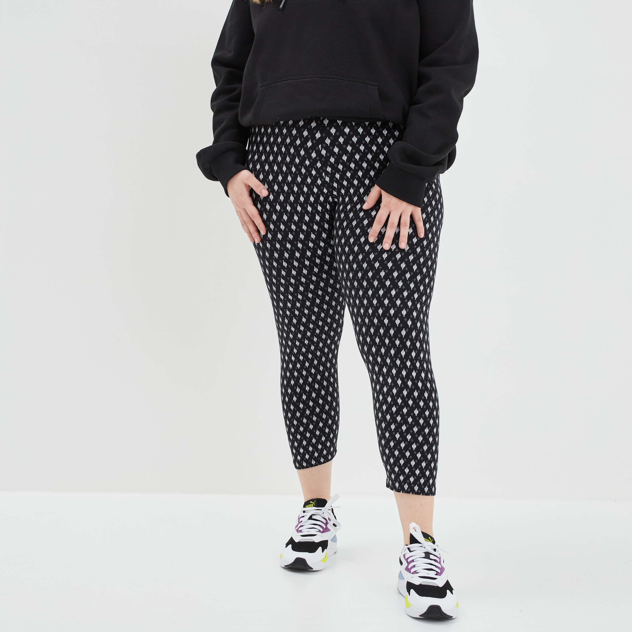 Legging 7 8ème taille standard noir femme grande taille | La Halle