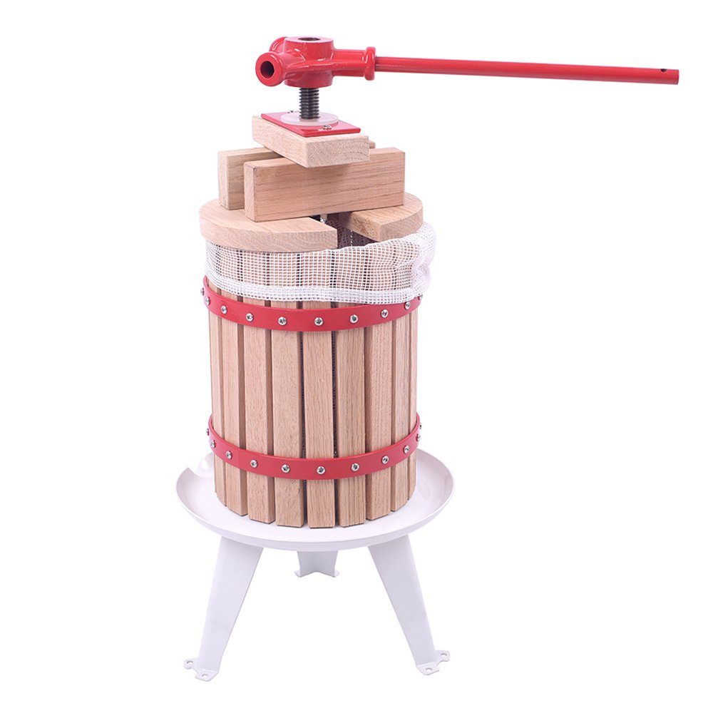 UISEBRT Obstpresse 6 Liter Mechanische Saftpresse Weinpresse Apfelpresse Fruchtpresse, Manuell Obstmühle + Presstuch für Äpfel Birnen
