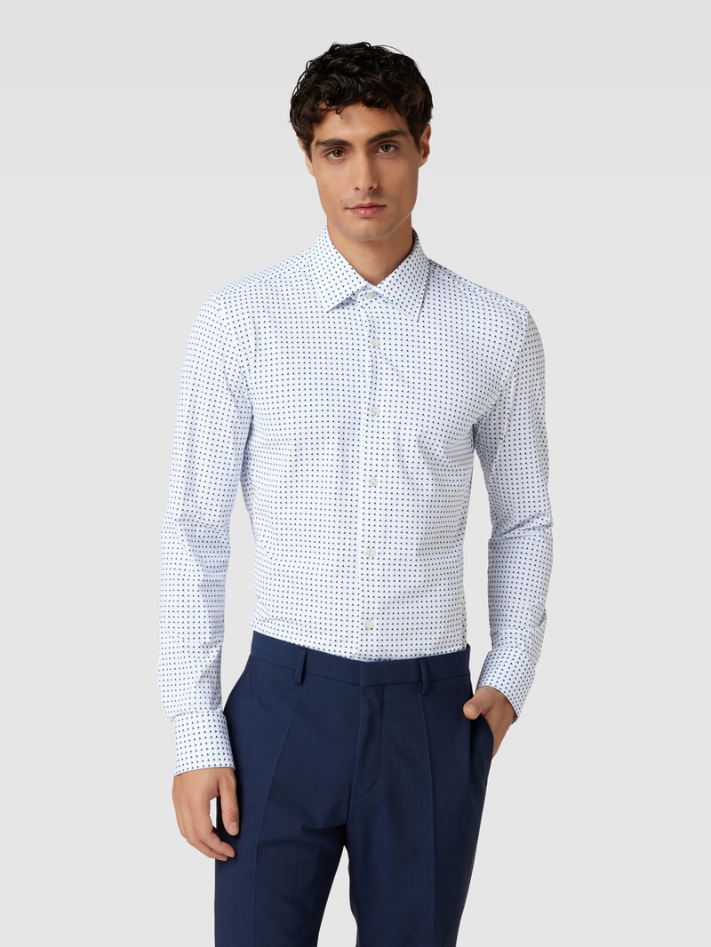Performance Fit Freizeithemd mit Allover-Muster Modell 'Hank' in bleu