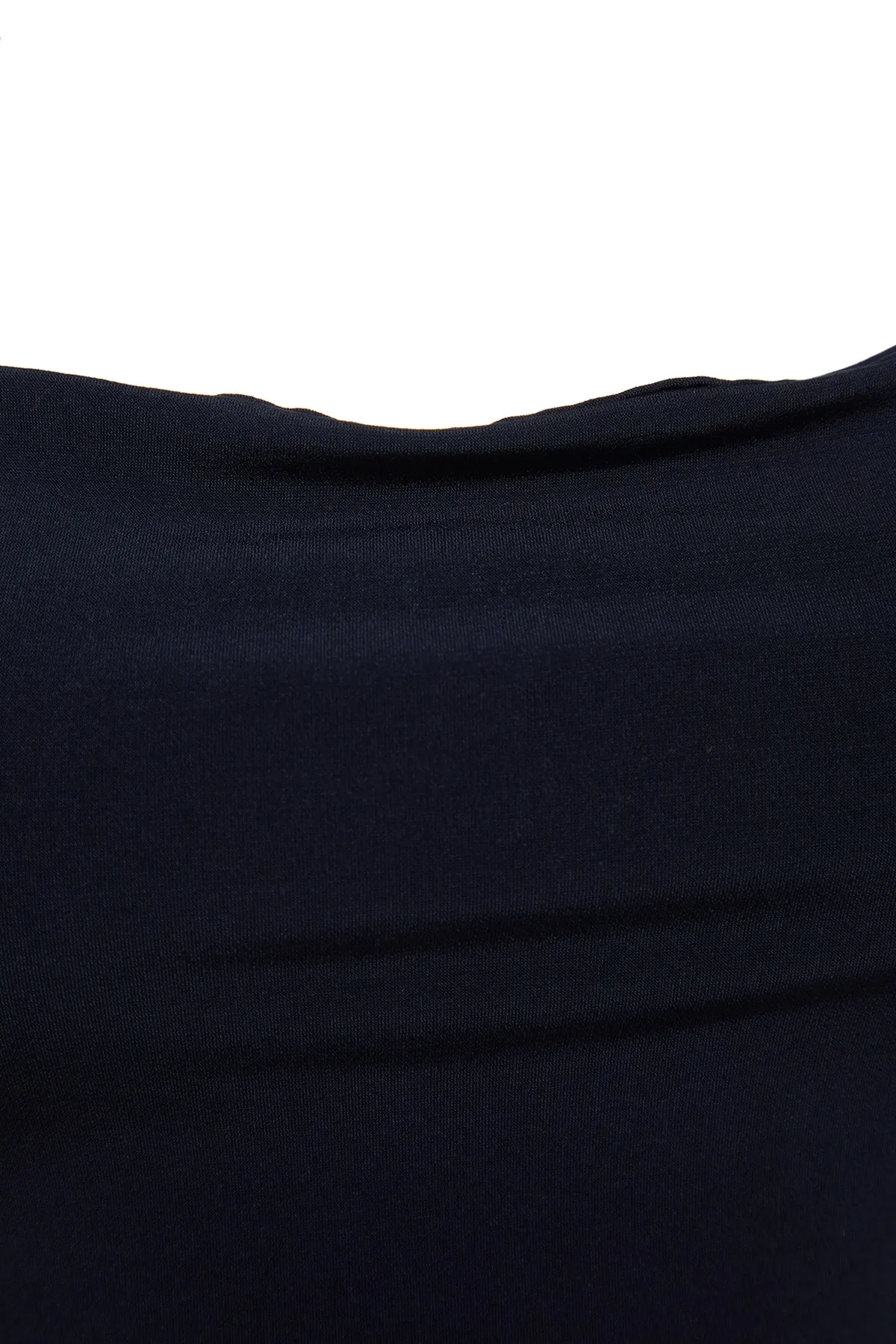 Trendyol Collection  Marineblaues, tailliertes Midi-Bleistiftkleid aus flexiblem Strick mit Degaje-Kragen und Midi-Trägern TWOSS19AD0020