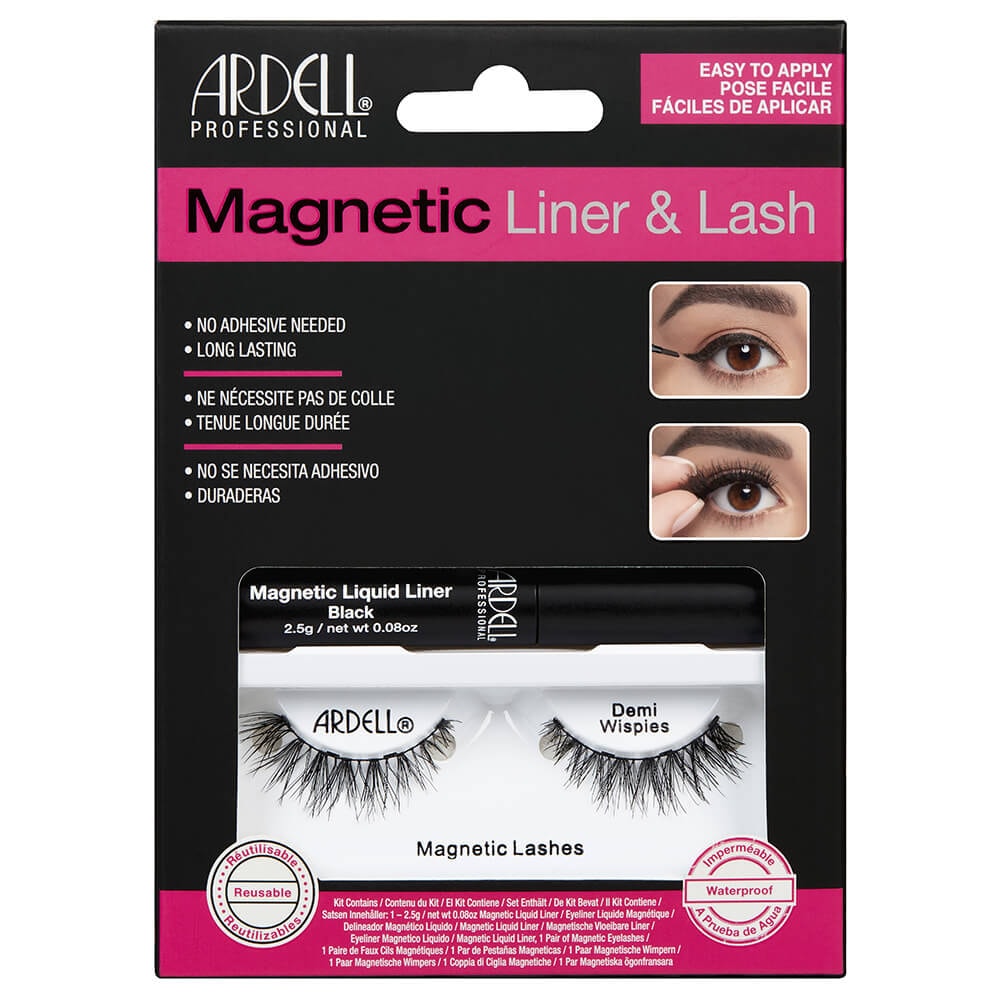 Ardell Kit de Faux-Cils magnétiques avec Liquid Liner Feutre Noir (2,5gr) Demi Wispies Kit Faux-Cils Magnétiques avec aimant invisible